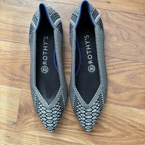 ROTHY’S Retired Python Knit The Point Toe Flats Black White Recycled Size 7